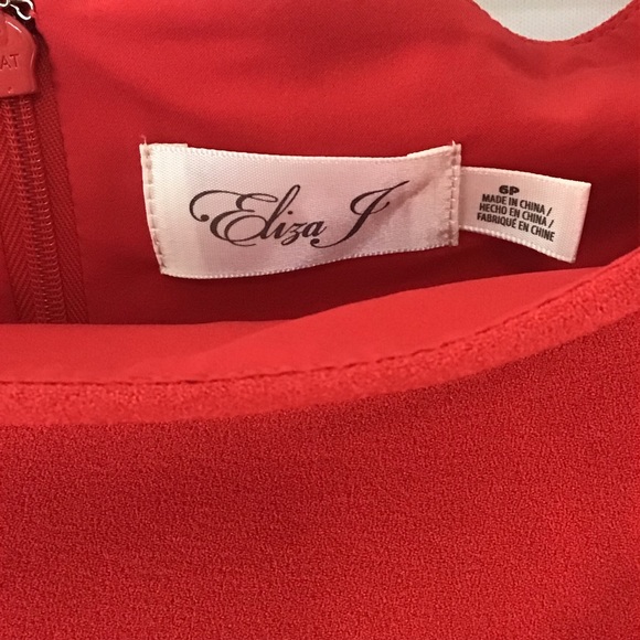 ELIZA J OFF THE SHOULDER PEPLUM FLOUNCE HEM RED DRESS NWOT - Picture 6 of 8